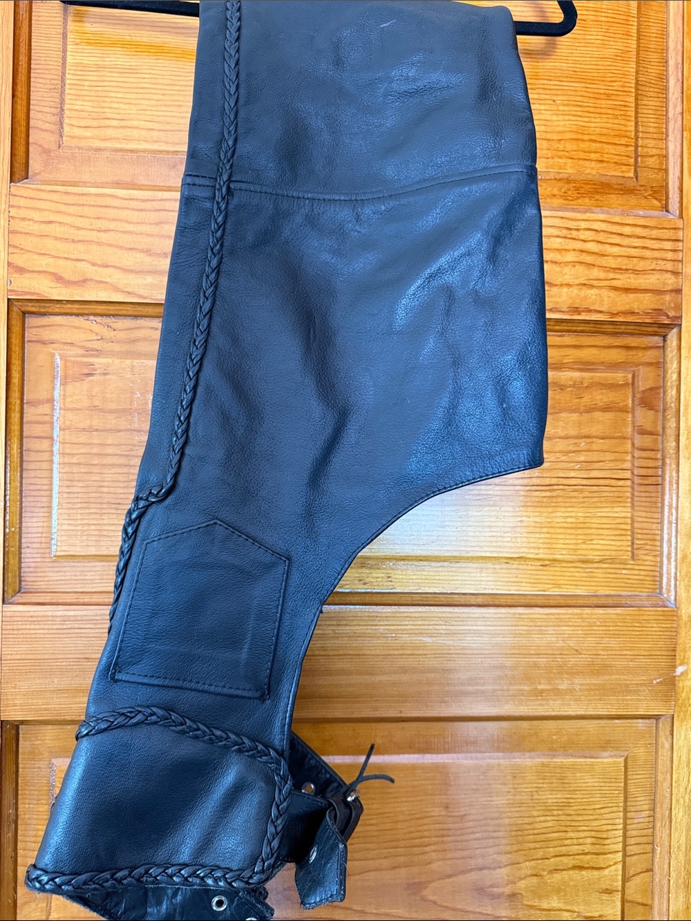 Unik Black Leather Womens motorcycle chaps